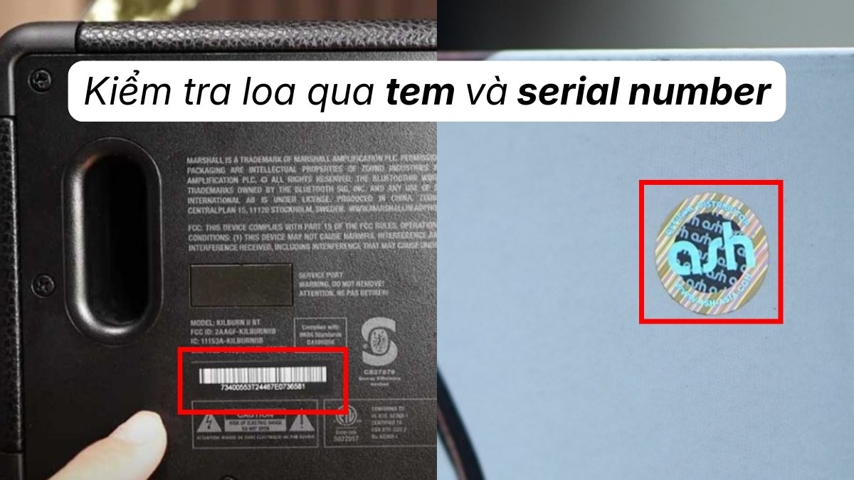 Kiểm tra loa qua tem và serial number