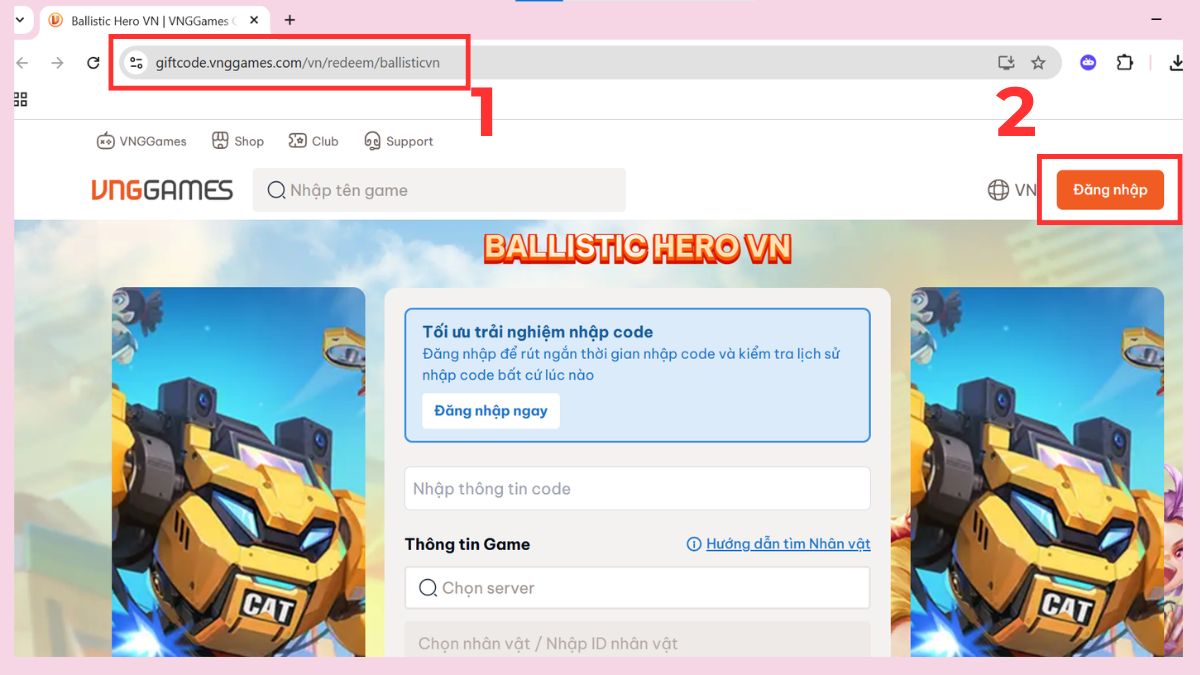 Hướng dẫn cách nhập code Ballistic Hero VNG