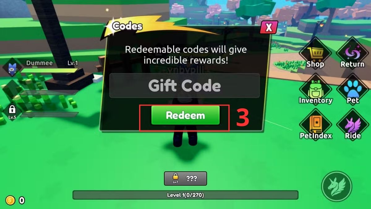 Cách nhập code Catch A Monster