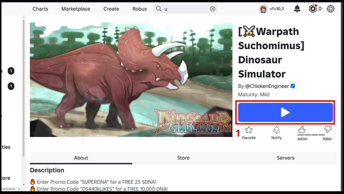Cách redeem code Dinosaur Simulator 