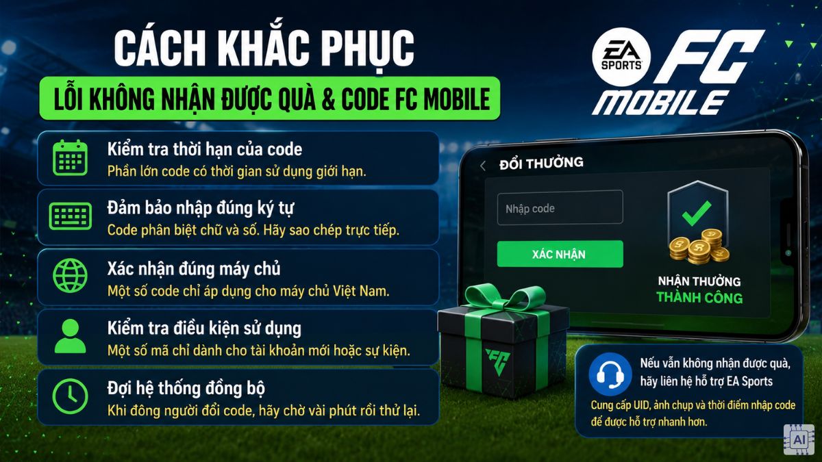 Cách xử lý khi không nhận được quà từ code FC Mobile