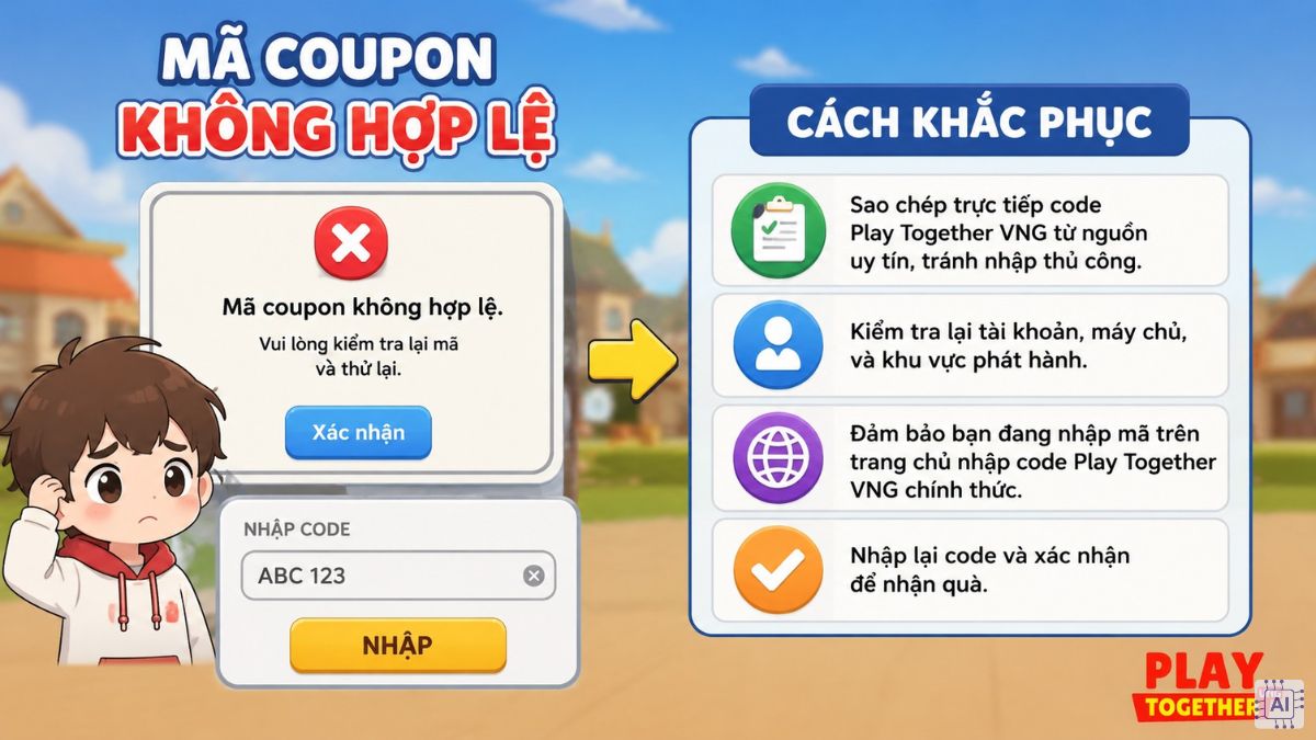 lỗi thường gặp khi nhập code Play Together