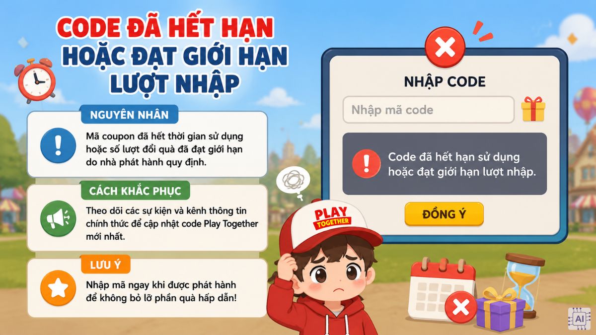 Code đã hết hạn sử dụng hoặc đạt giới hạn lượt nhập