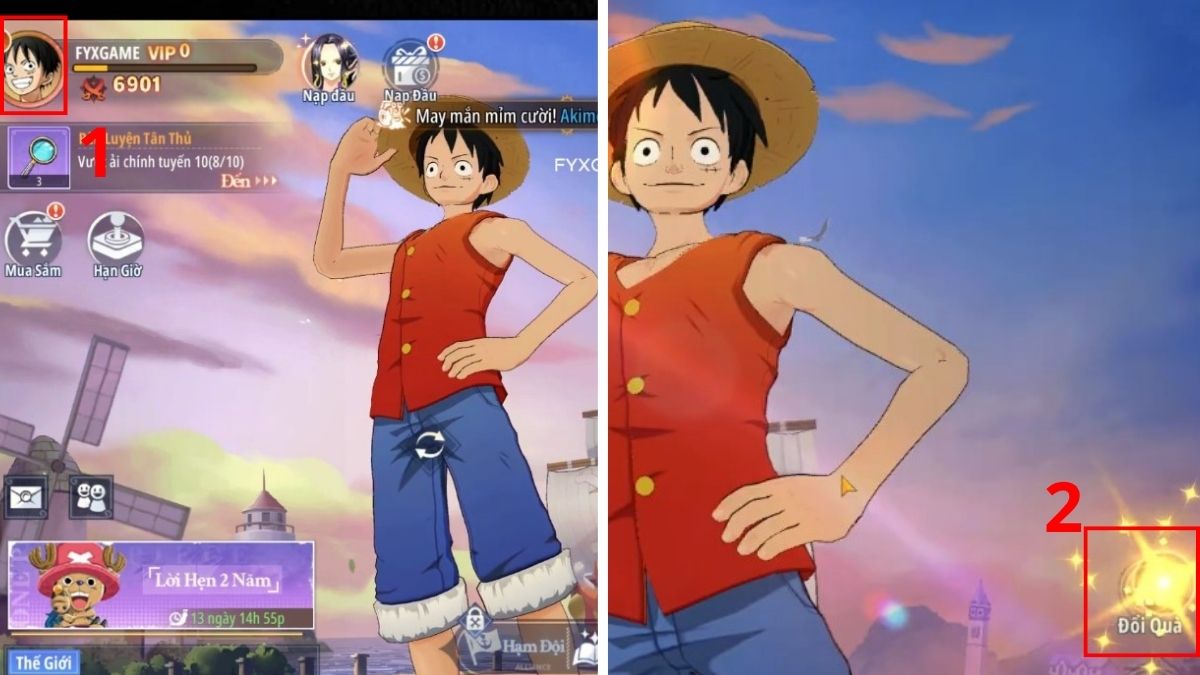 Hướng dẫn cách nhập code Siêu Hải Tặc - bước 1