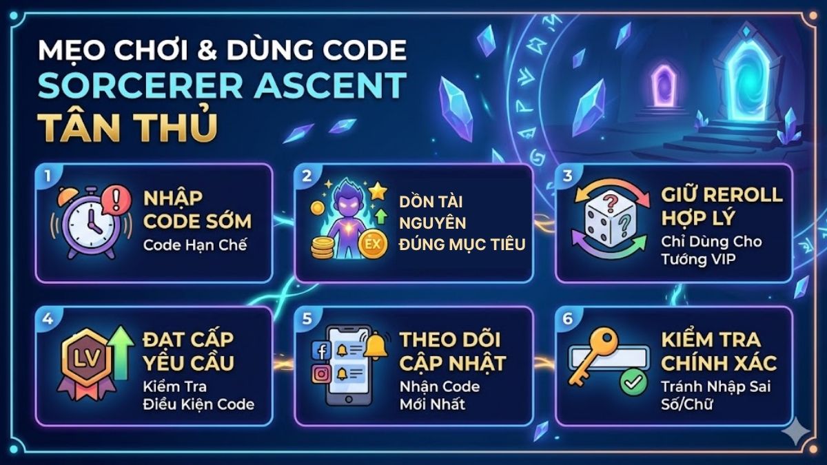 Mẹo chơi sử dụng code Sorcerer Ascent