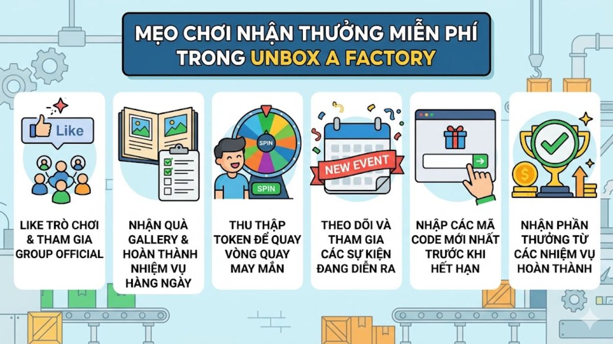 Mẹo chơi nhận thưởng miễn phí hiệu quả trong Unbox a Factory