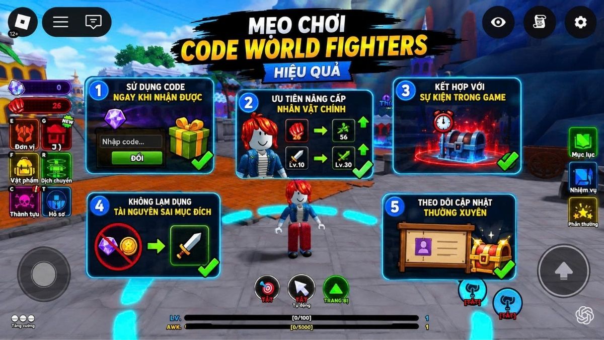 Cách nhập code World Fighters 