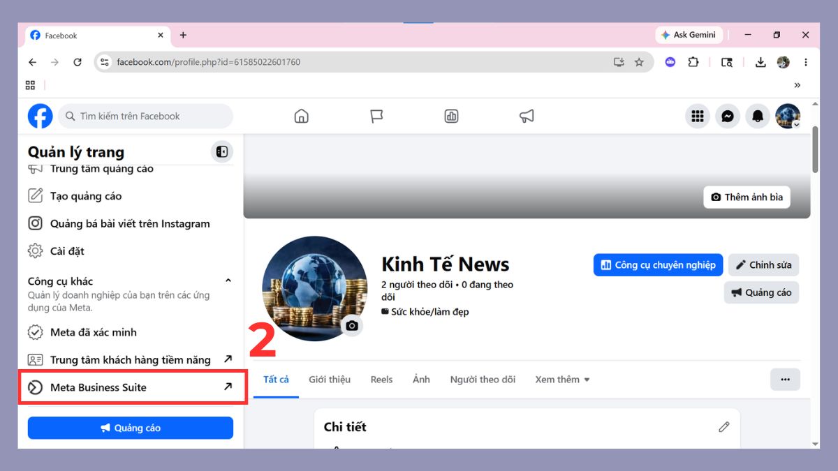 Tải video về máy tính bằng Facebook Meta Business Suite