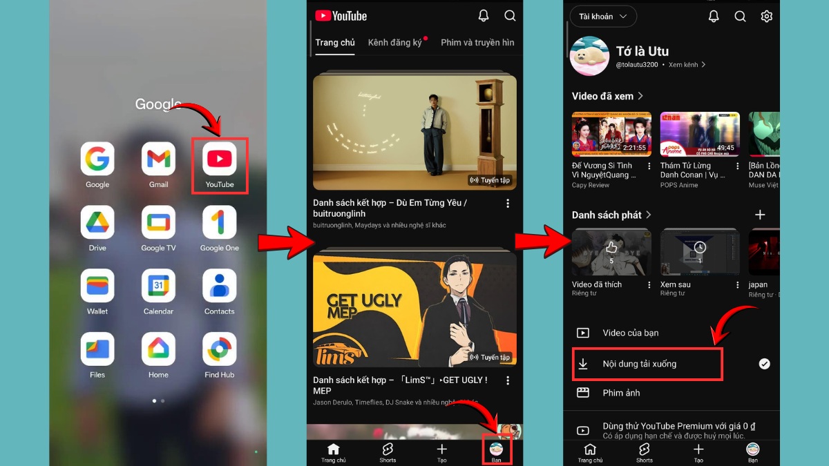 Hướng dẫn xem lại và quản lý video YouTube đã tải