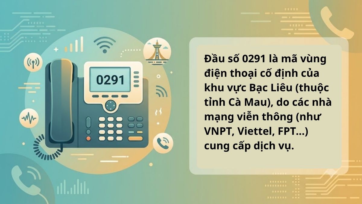 Đầu số 0291 là mã vùng điện thoại bàn tại khu vực Bạc Liêu