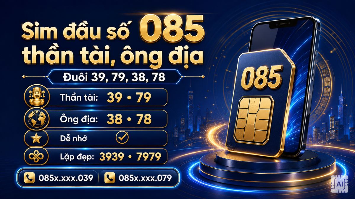SIM đầu số 085 thần tài, ông địa (Đuôi 39, 79, 38, 78)