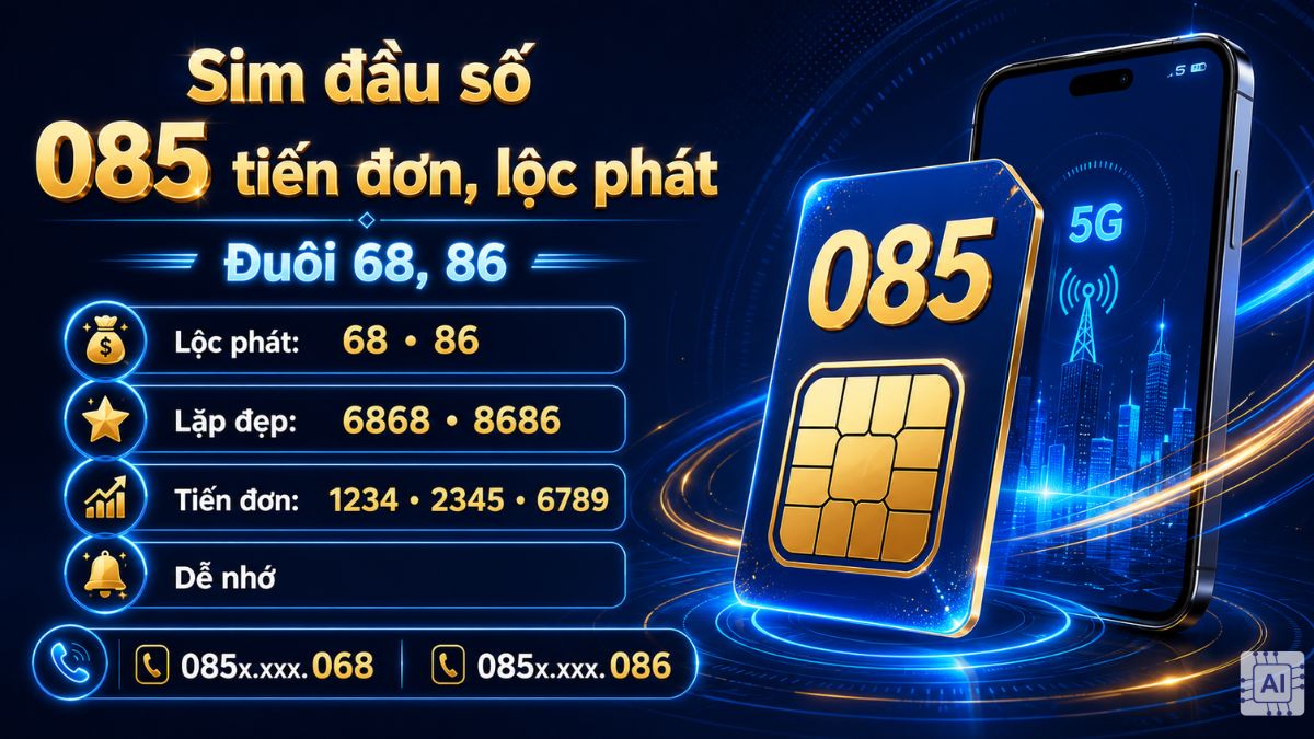 SIM đầu số 085 tiến đơn, lộc phát (Đuôi 68, 86)