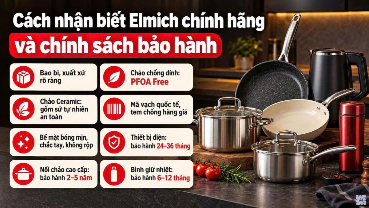 Cách nhận biết Elmich chính hãng và chính sách bảo hành