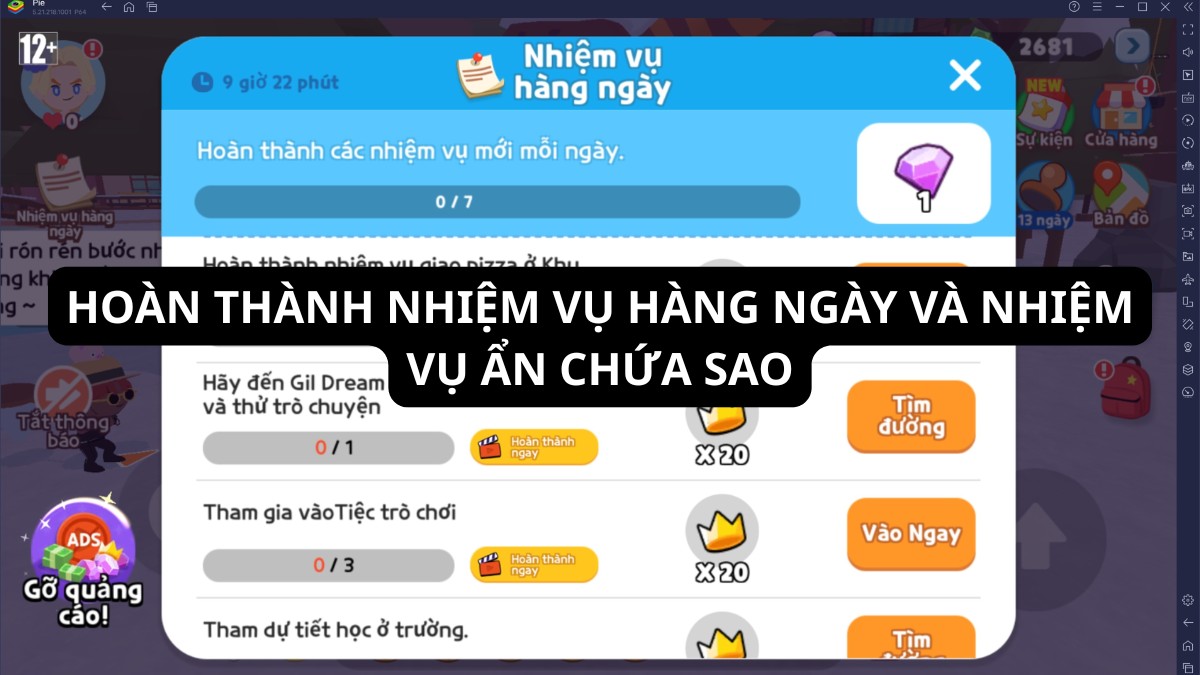 Hoàn thành nhiệm vụ hàng ngày và nhiệm vụ ẩn chứa sao