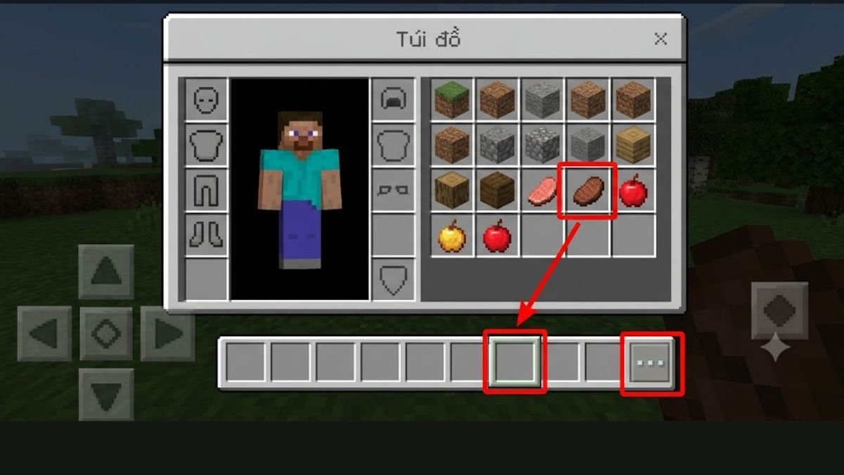 Cách ăn trong Minecraft trên điện thoại Minecraft PE - bước 1