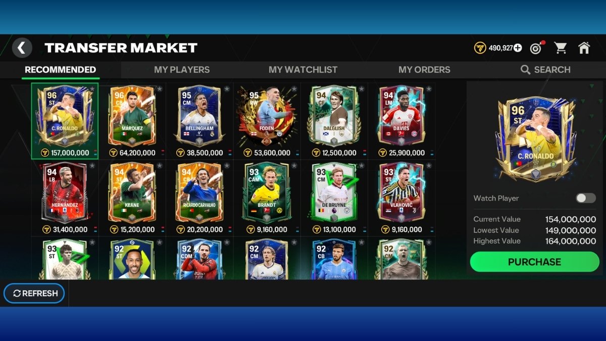 Cầu thủ phải thuộc dạng Tradeable mới bán được