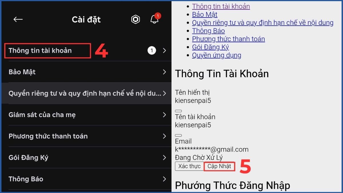 Cách đổi email Roblox trên điện thoại