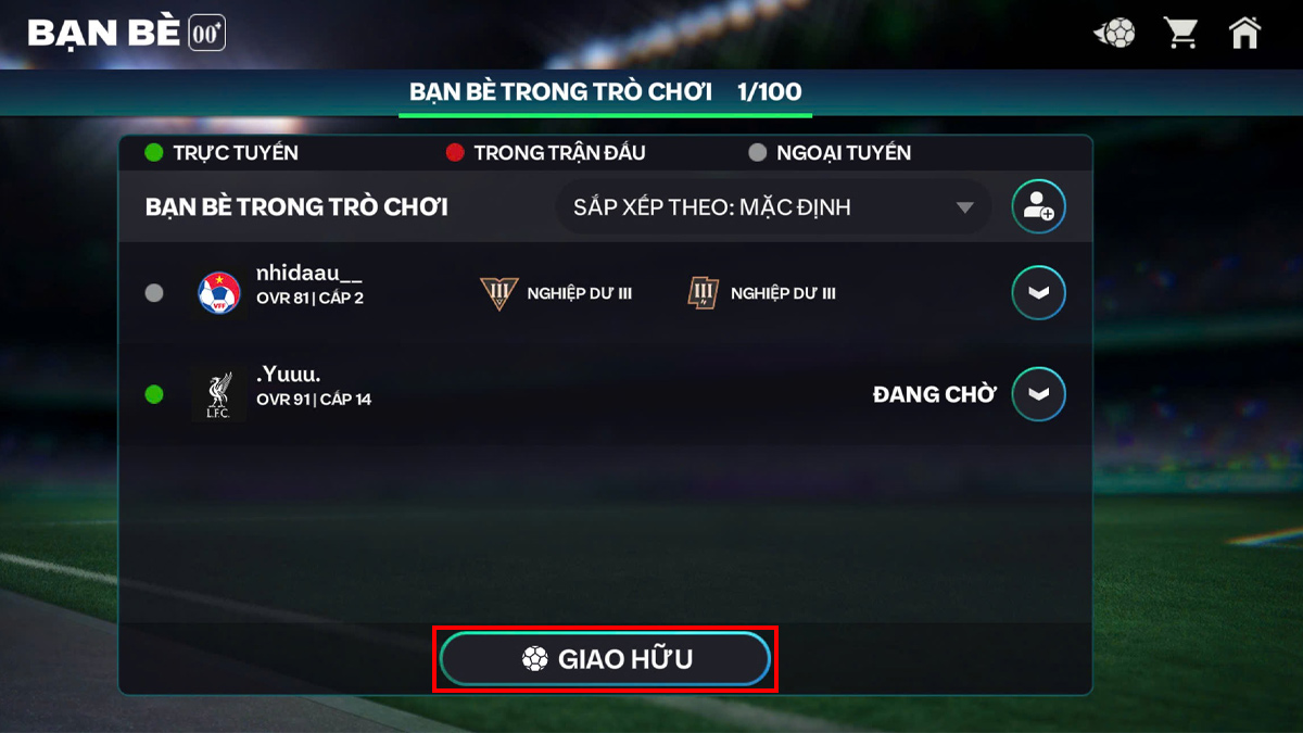 Cách mời bạn bè đá giao hữu FC Mobile