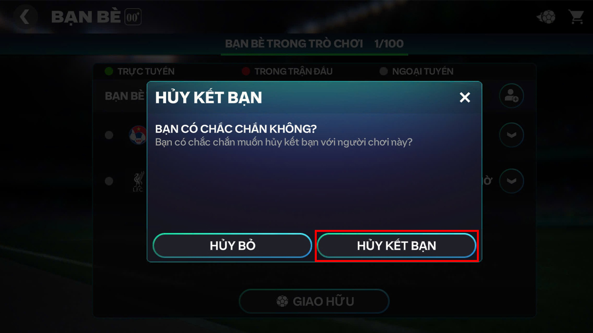 Cách xóa bạn và chặn người chơi trong FC Mobile