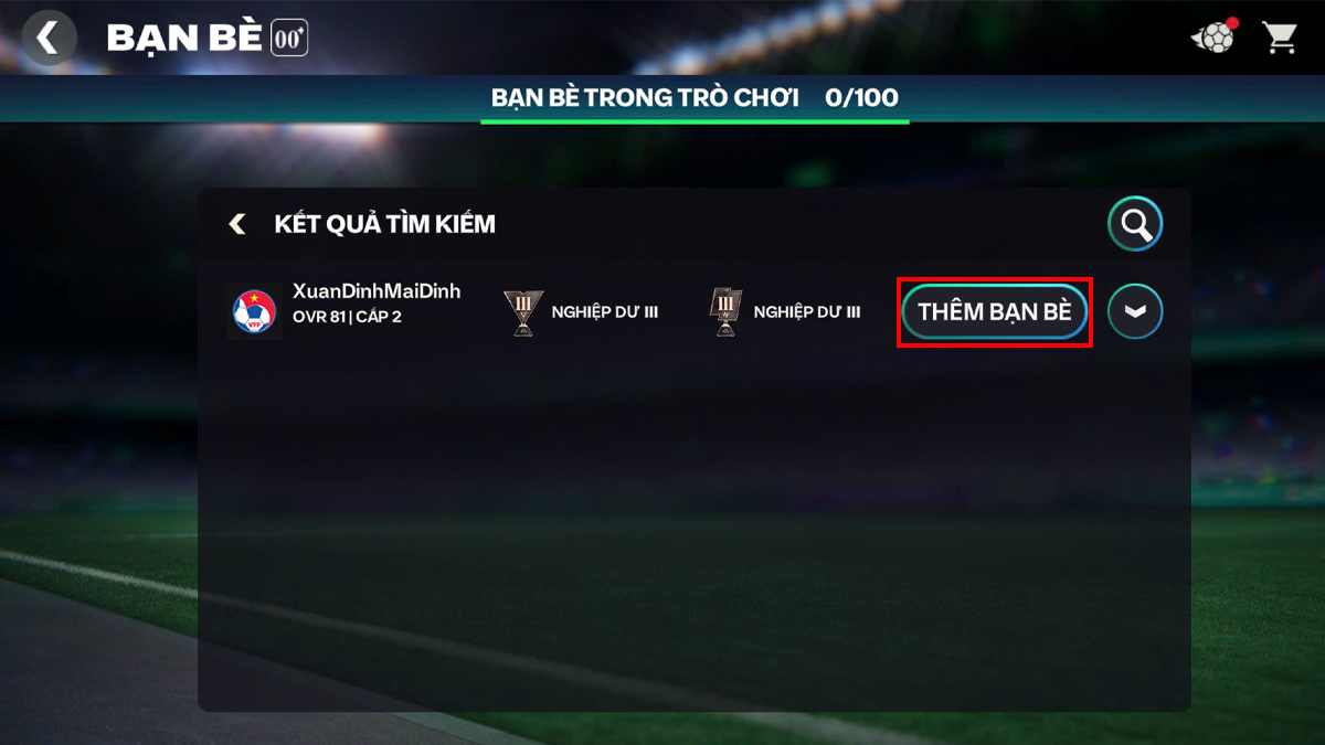 Cách kết bạn trong FC Mobile bằng ID hoặc tên