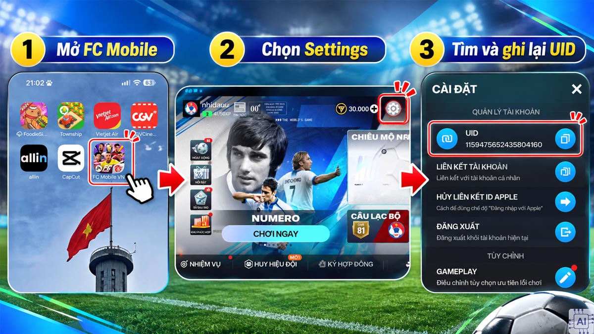 Điều kiện và cách tìm UID FC Mobile để kết bạn