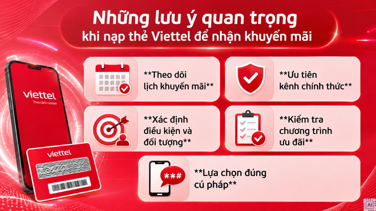 Những lưu ý quan trọng khi nạp thẻ Viettel để nhận khuyến mãi