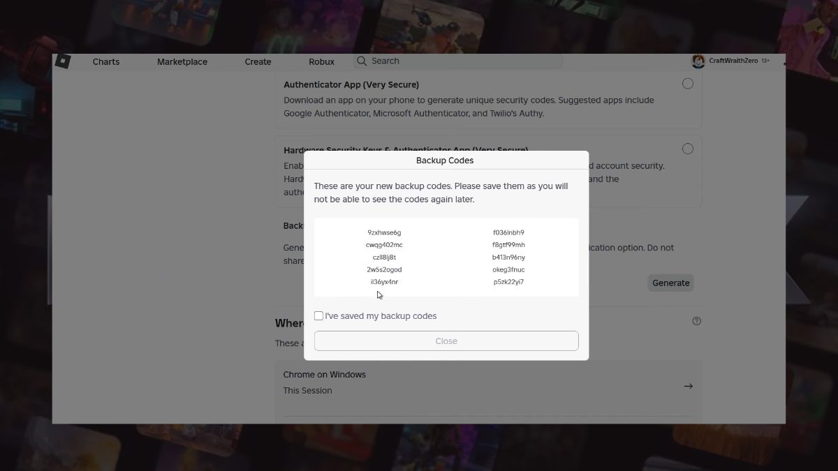 Mã dự phòng Roblox là gì?