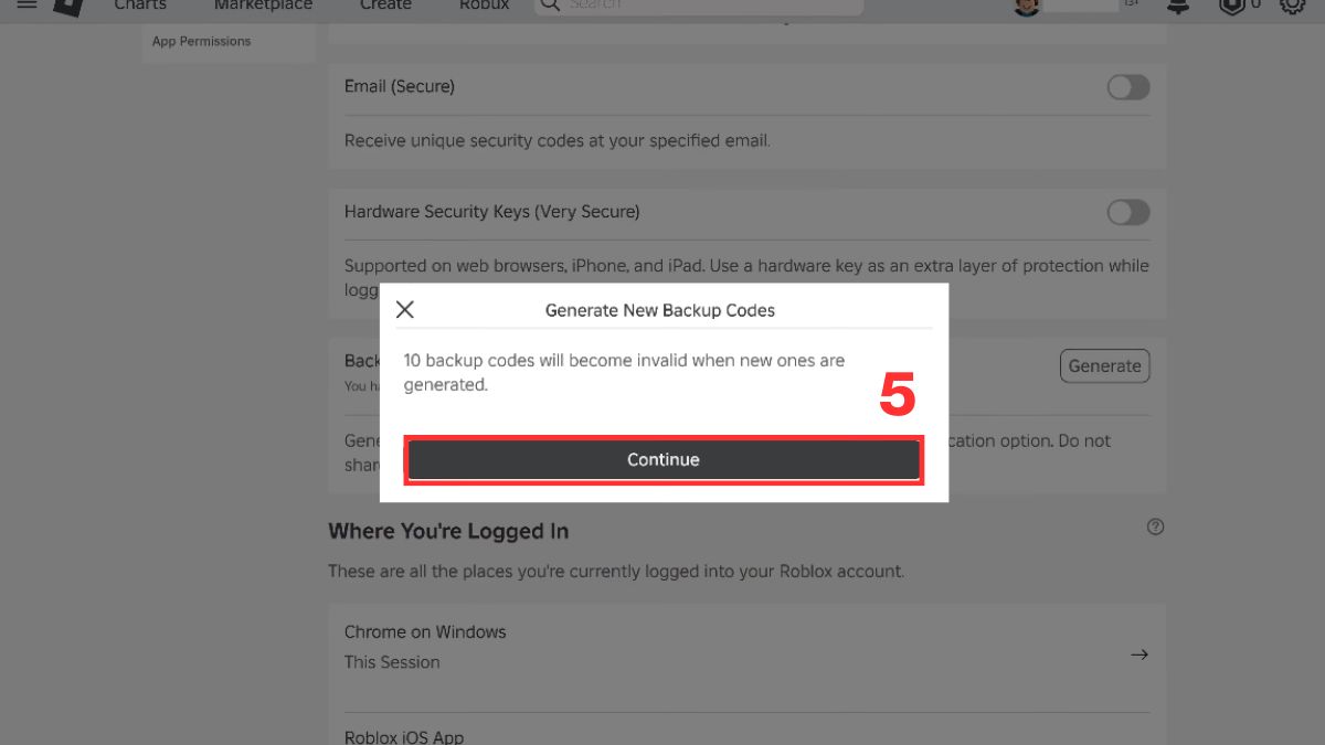 Cách tạo mã dự phòng Roblox mới khi đã hết mã