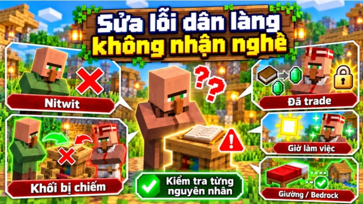 Cách sửa lỗi dân làng không nhận nghề thành công