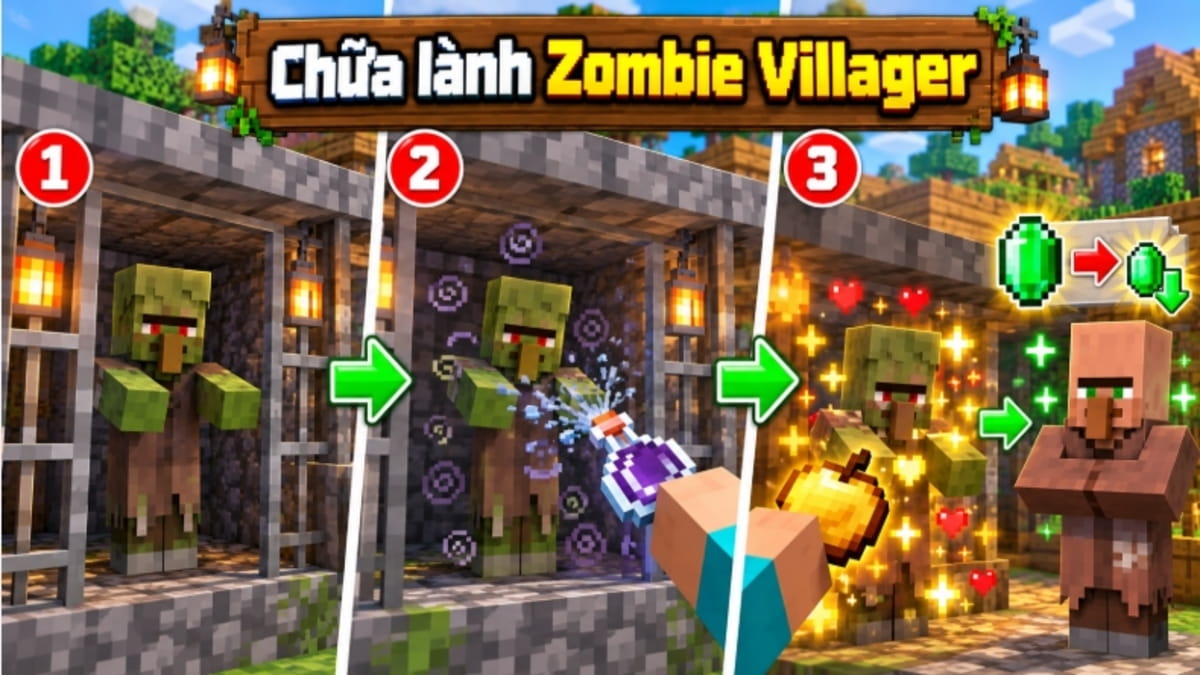 Mẹo chữa lành Zombie Villager để giảm giá giao dịch