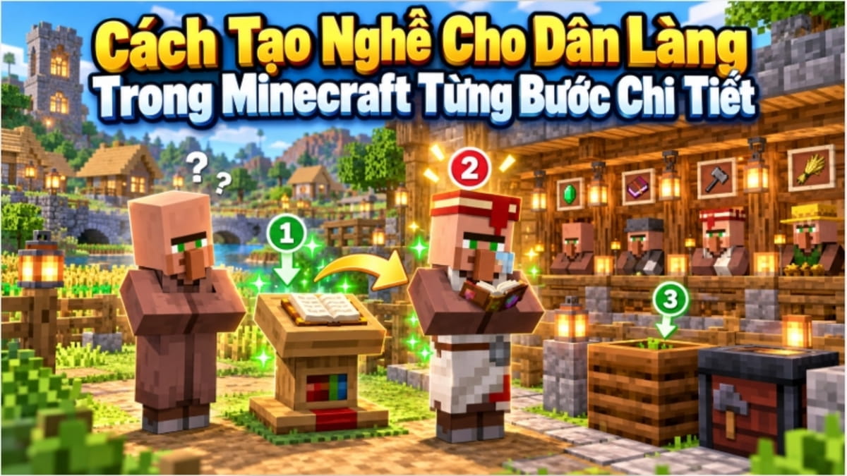 Cách tạo nghề cho dân làng trong Minecraft từng bước chi tiết 