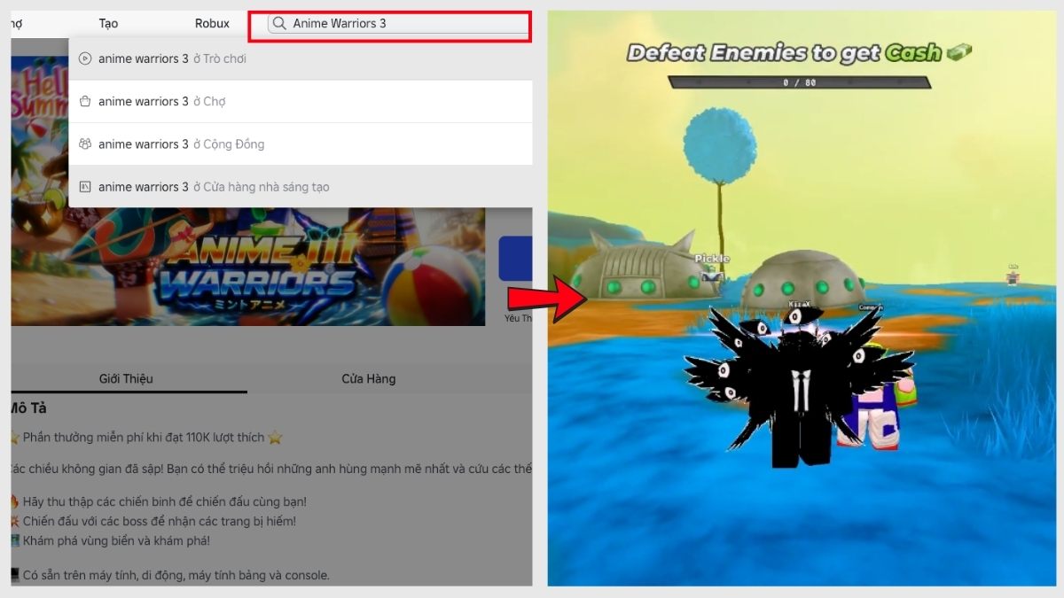 Hướng dẫn cách nhập code Anime Warriors 3