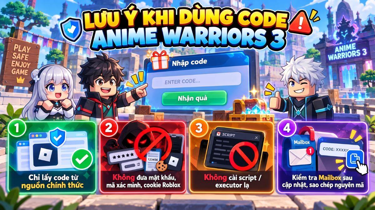 Những lưu ý khi dùng code Anime Warrior 3