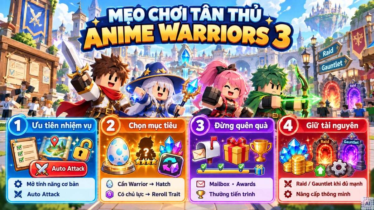Mẹo chơi hay cho tân thủ Anime Warriors 3