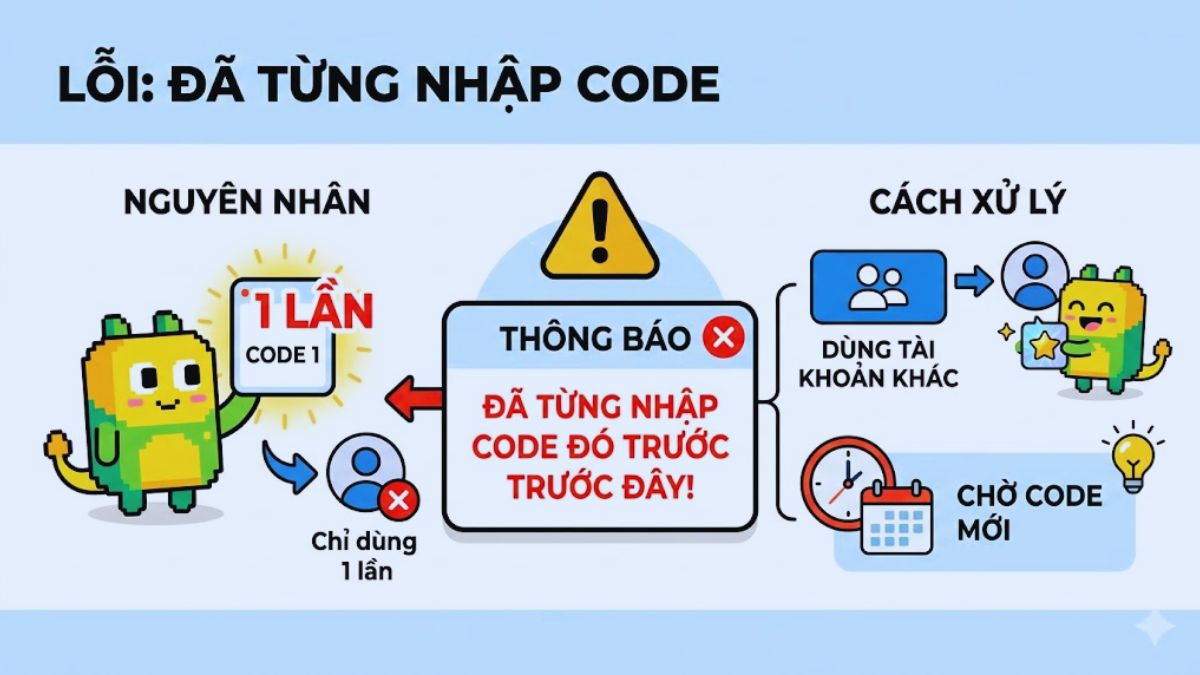 Đã từng nhập code đó trước đây