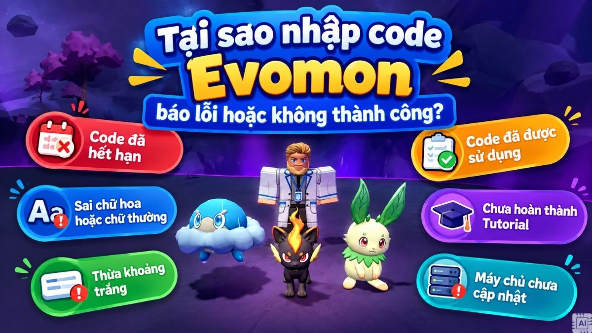 Tại sao nhập code Evomon báo lỗi hoặc không thành công?