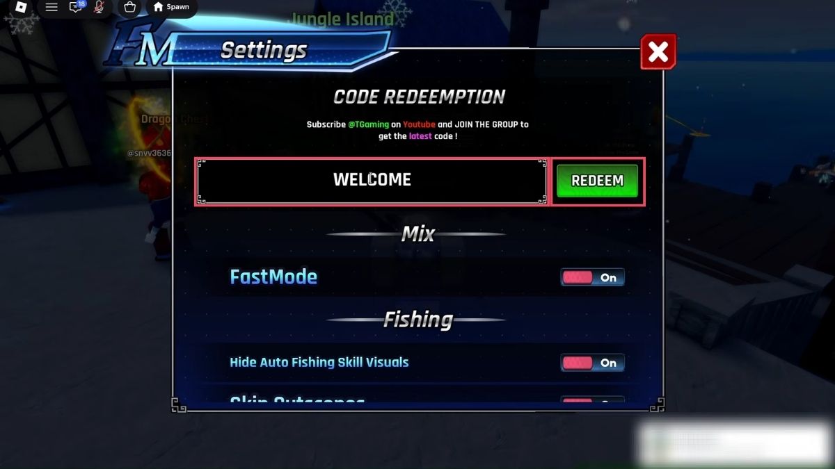 cách nhập code Fishing Master