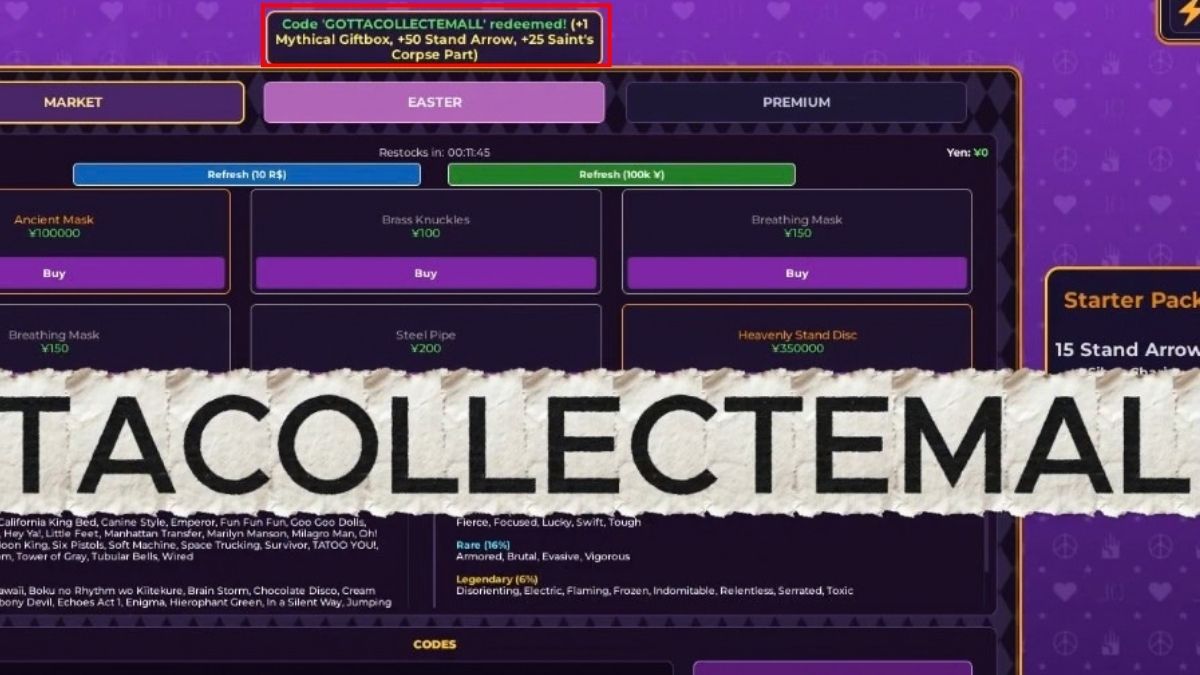 Hướng dẫn cách nhập code JoJo Blizzard Incremental