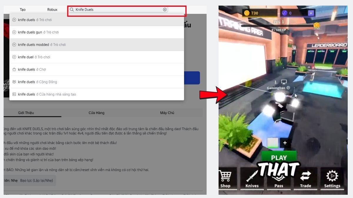 Các bước nhập code Knife Duels trong game