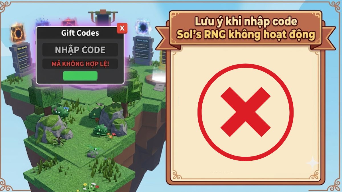 Lưu ý khi nhập code Sol's RNG không hoạt động