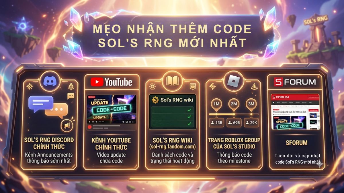 Mẹo nhận thêm code Sol's RNG wiki mới nhất