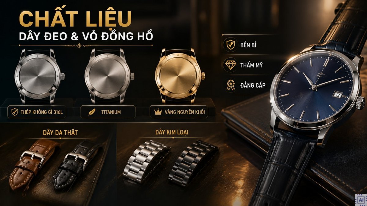 Chất liệu dây đeo và vỏ đồng hồ