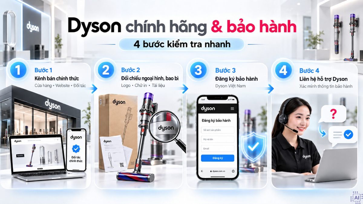 Cách nhận biết Dyson chính hãng và kiểm tra bảo hành