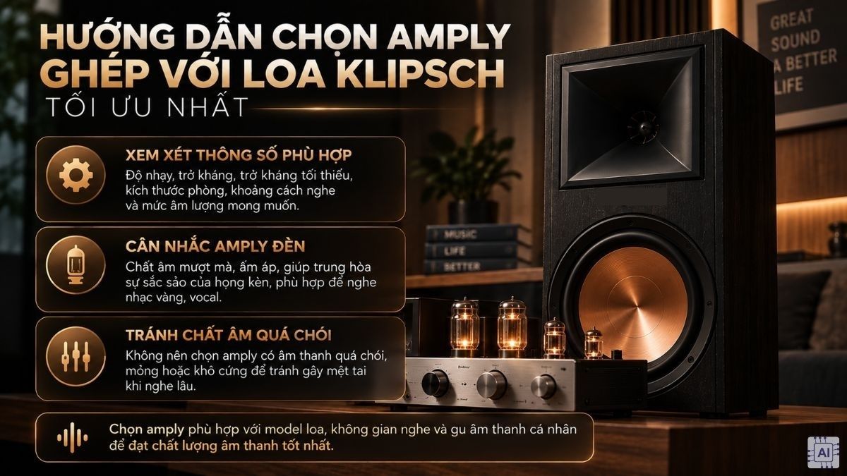 Hướng dẫn chọn amply ghép với loa Klipsch tối ưu 