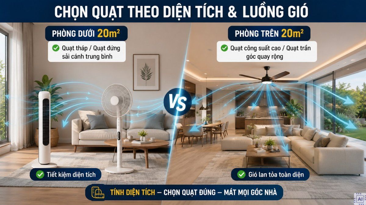 Cách chọn quạt cho phòng khách phù hợp