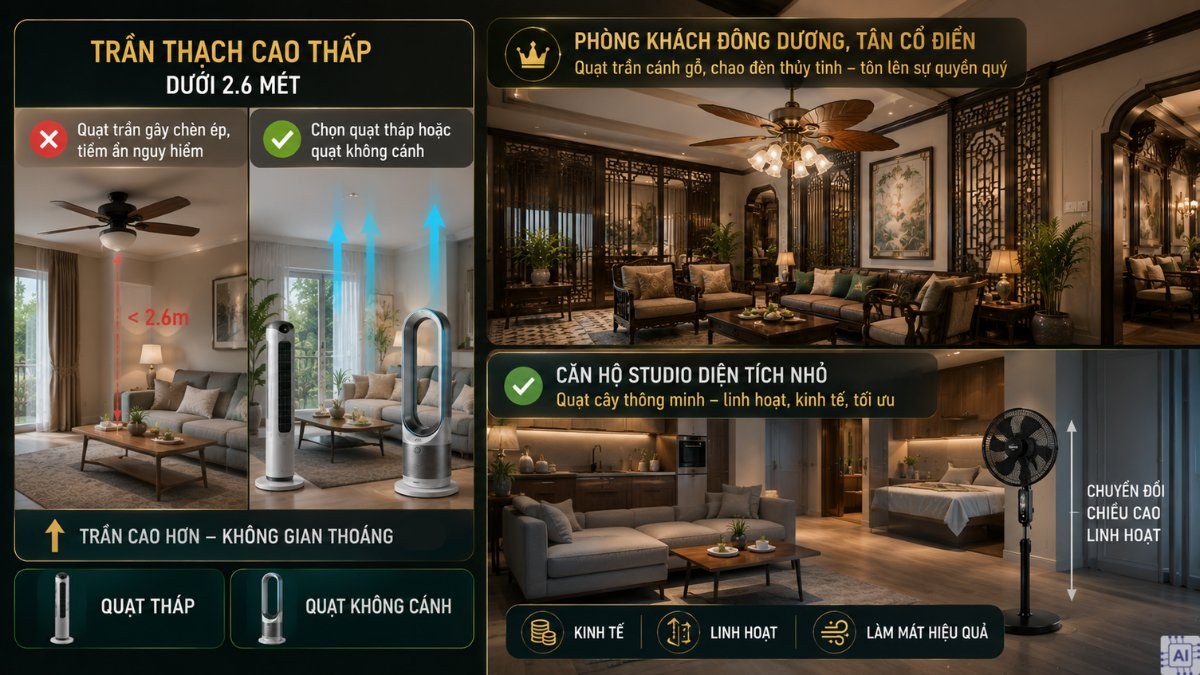 Gợi ý các mẫu quạt theo từng không gian