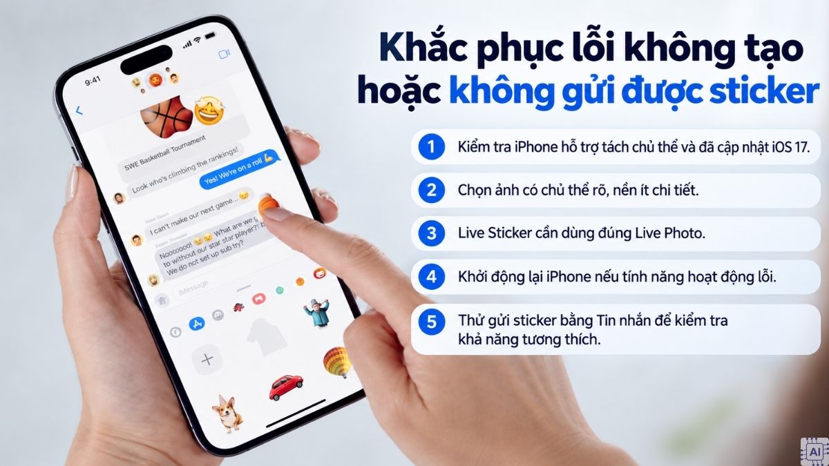 Khắc phục lỗi không tạo hoặc không gửi được sticker