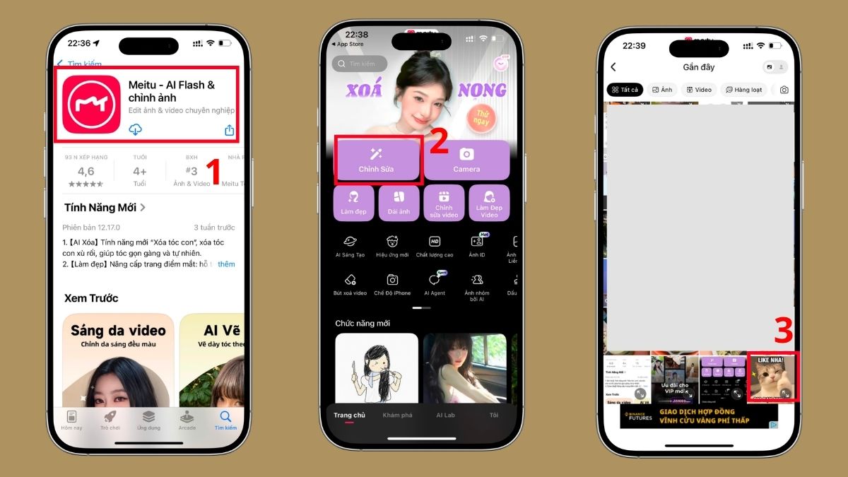 Xóa chữ và làm nét ảnh bằng Meitu