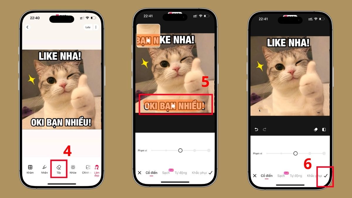 Xóa chữ và làm nét ảnh bằng Meitu