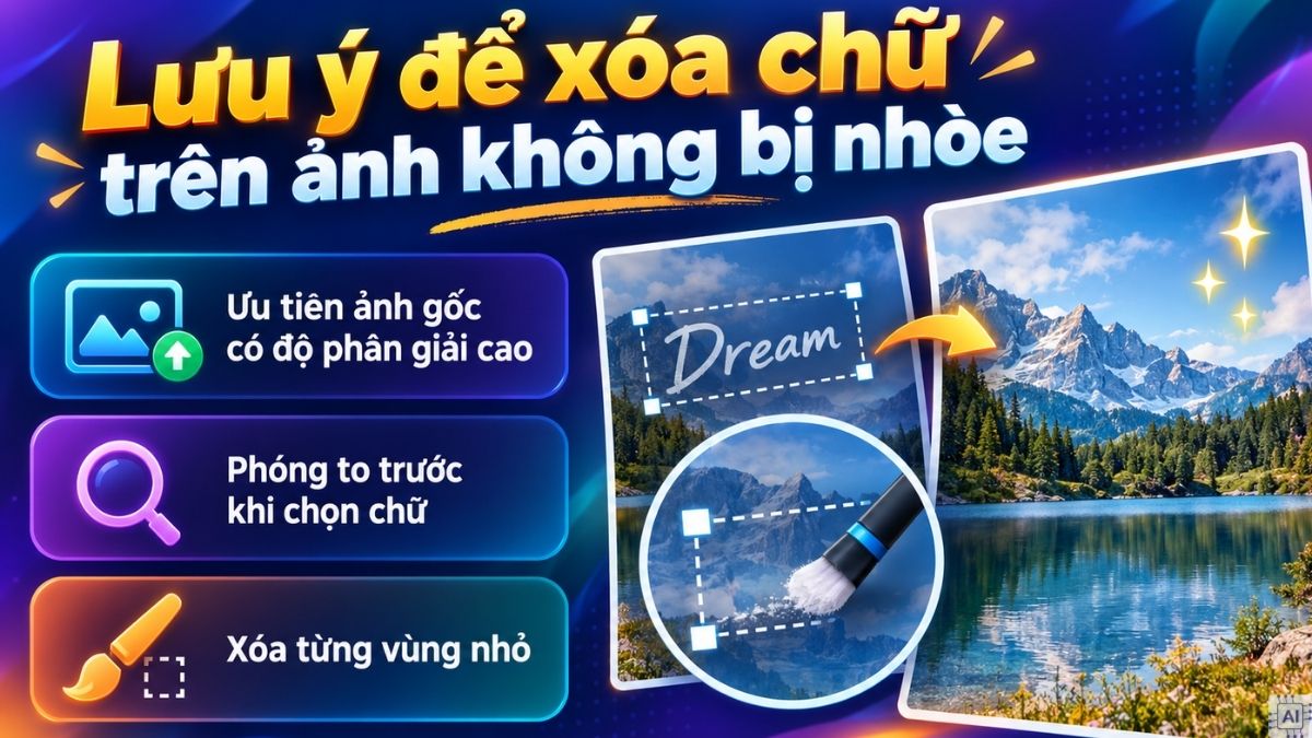Lưu ý để xóa chữ trên ảnh không bị nhòe